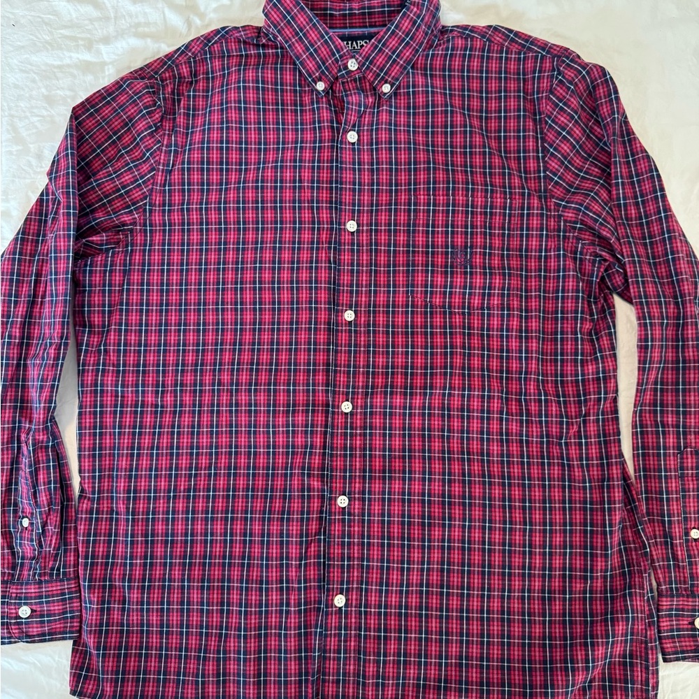 Plaid Chaps Men's Shirt - Red and Blue